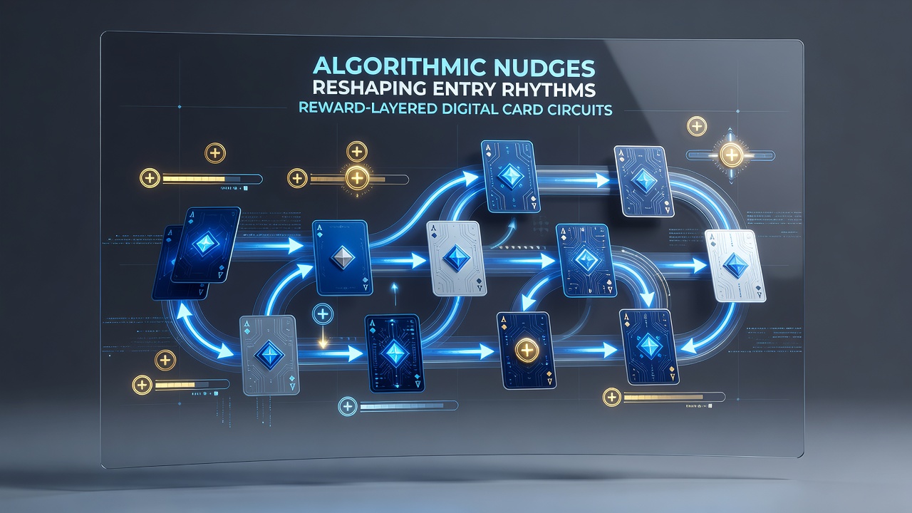 Analytics dashboard displaying entry rhythm graphs overlaid with reward trigger points in a digital card platform