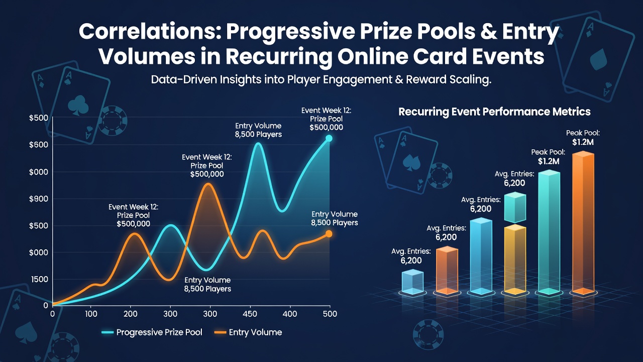 Screenshot of an online poker platform interface displaying a growing progressive jackpot next to real-time entry counters for a recurring tournament series