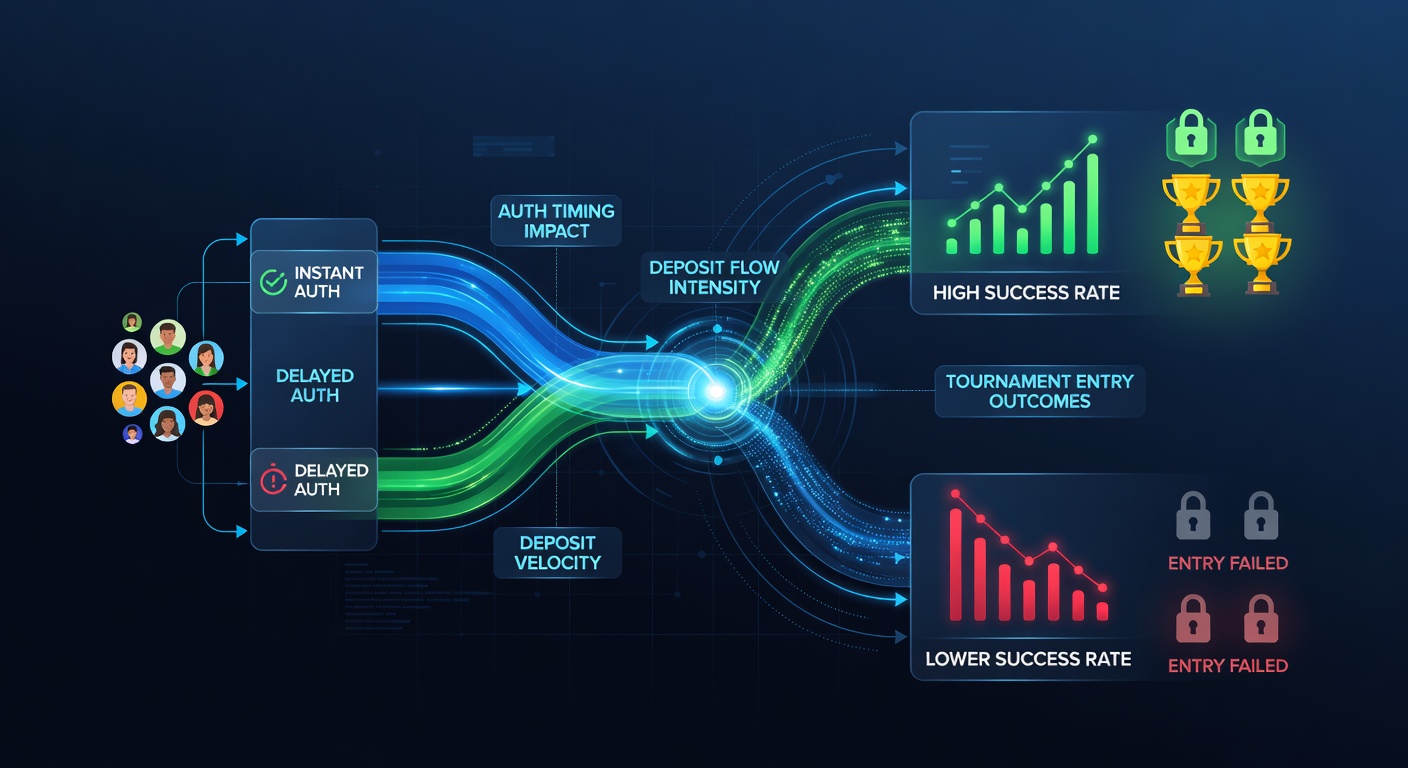 Analytics dashboard displaying deposit timing and authentication success rates on a card gaming application