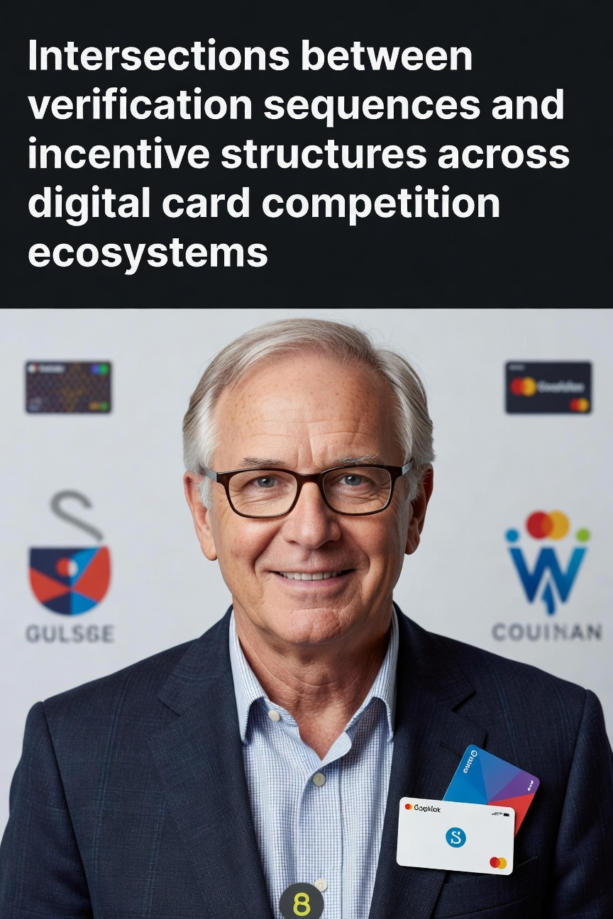 Digital card competition platforms showing verification and reward interfaces side by side