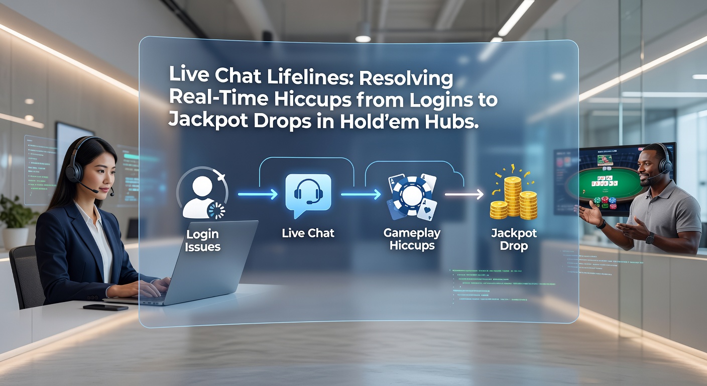 Close-up of a live chat window on a poker site showing an agent resolving a connection drop during a Texas Hold'em hand, with game table visible
