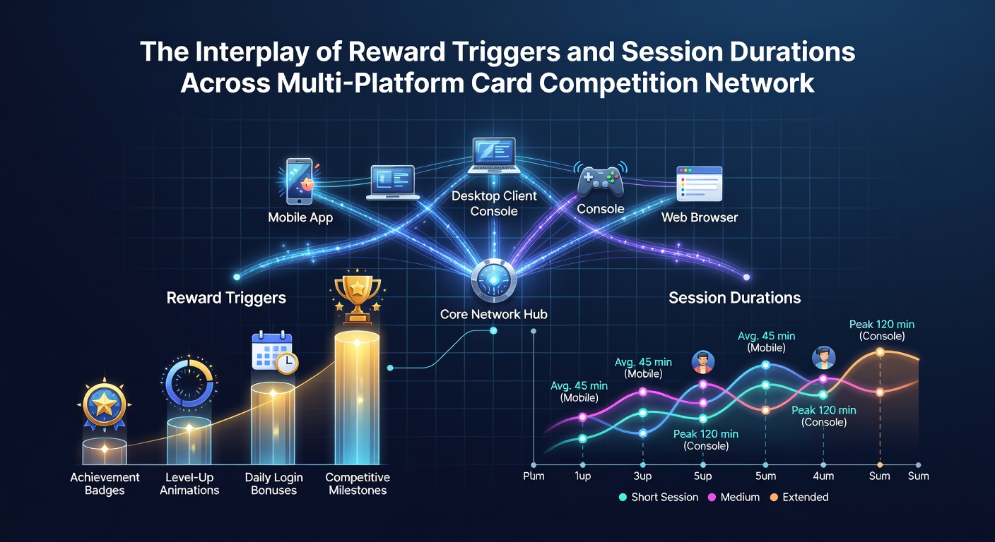 Data visualization of session durations influenced by layered reward triggers in card gaming platforms