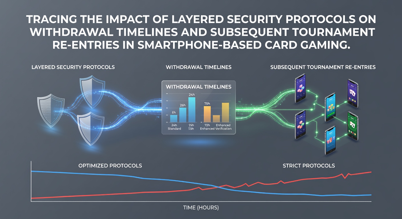Smartphone displaying a secure poker app interface with layered encryption icons and transaction timelines